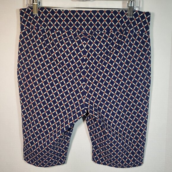 Rafaella Comfort Women's Stretch Pull On Bermuda Shorts Size 14 Navy Diamond - Picture 4 of 7